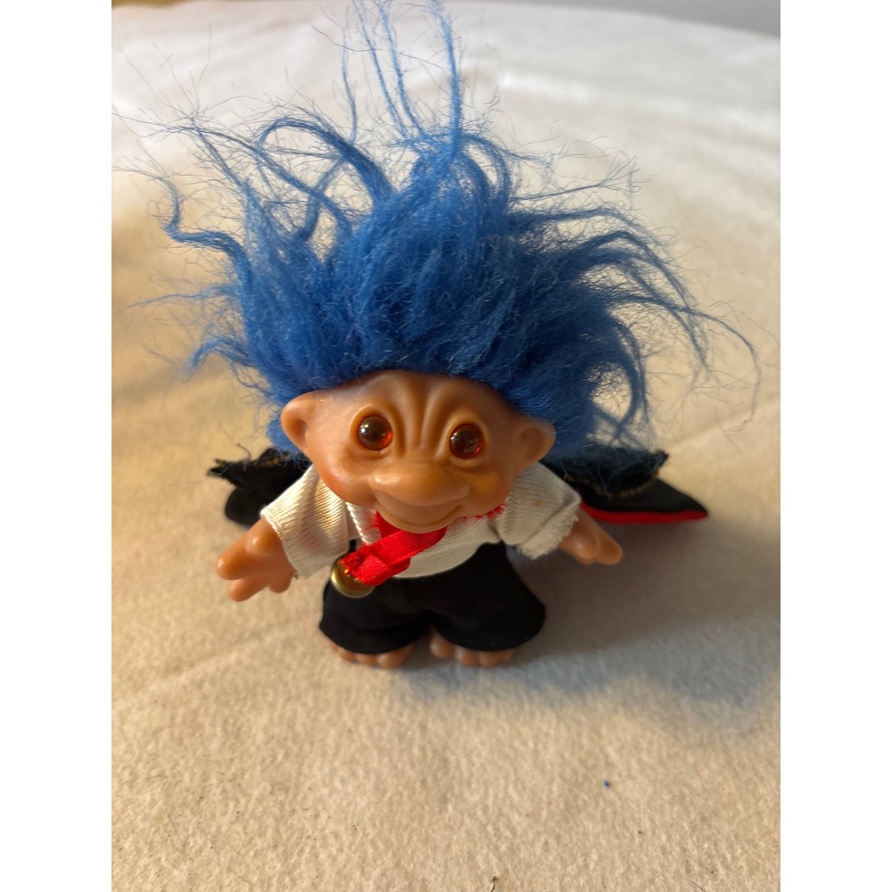 Vintage DAM 1986‎ Troll Doll Blue Hair Vampire Outfit Collectible Toy